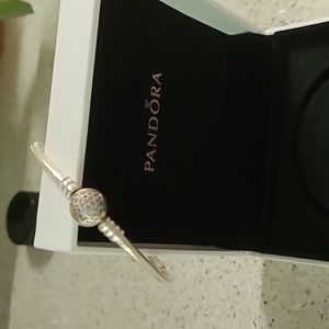 Pandora 7" SS Bracelet Heart Clasp